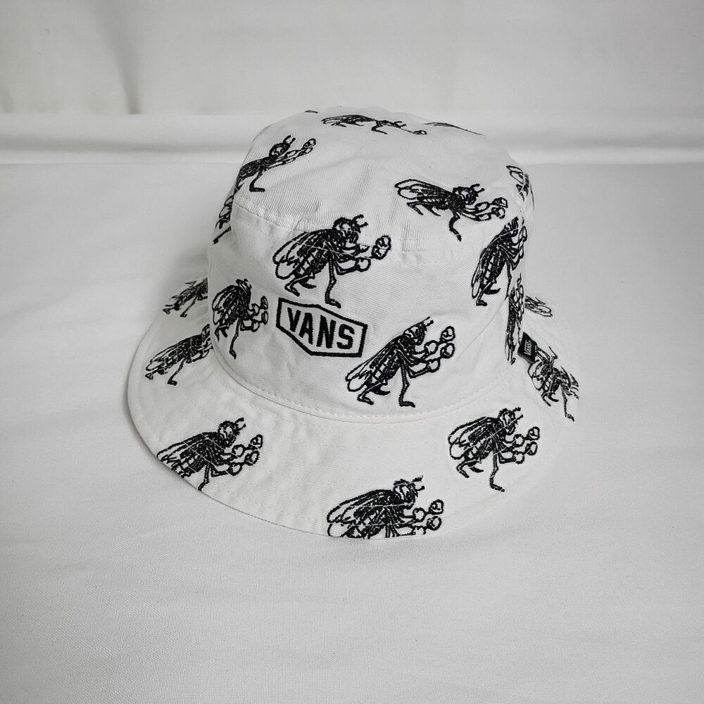 Vans Unisex White Black Undertone II Bucket Hat Boxing Bees Cartoon One Size